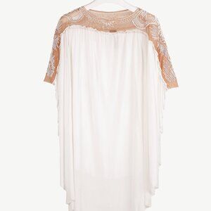 Jean Paul Gaultier White Mesh Soutache Embroidery Batwing-Sleeve Top